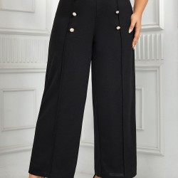 Plus Size  High Waisted Double Breasted Suit Pants