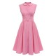 Pink  Doll Collar Solid Dress