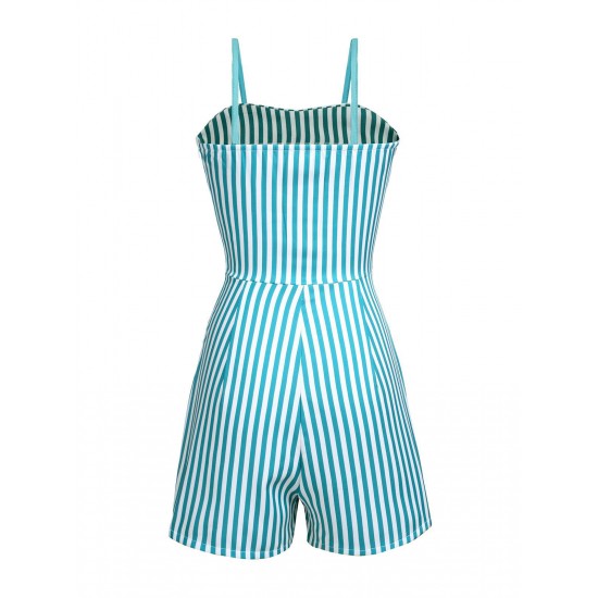 Turquoise  Stripes Romper & Skirt