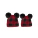 Red & Black Plaid Hairball Knitted Parent Hat