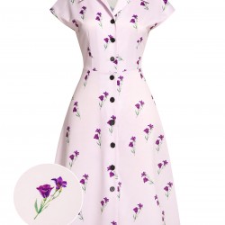 Purple  Petunia Lapel Dress