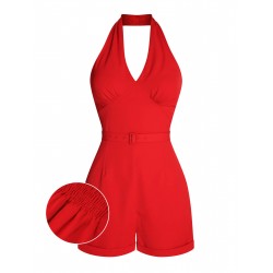 Red  Pin-Up Girls Romper & Skirt