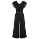 Black  Muslin Patchwork Belted Jumpsuit