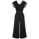 Black  Muslin Patchwork Belted Jumpsuit