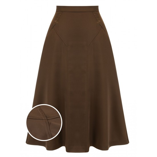 Coffee  High Waist Solid Skirt