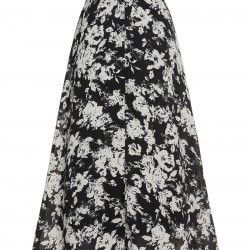 Black&White  Floral Print A-Line Skirt