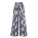 Navy Blue  Floral Wide-Leg Pants