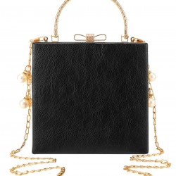 Black  Angel Pearl Chain Ladies Square Bags