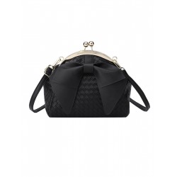 Bow Woven Textured Clutch Crossbody Bag