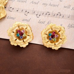 Vintage Alloy Colored Rhinestoned Earrings