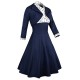 2PCS Navy  Polka Dot Swing Dress