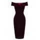 Wine Red  Velvet Bodycon Vintage Dress