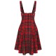 Red  Plaids Suspender Skirt