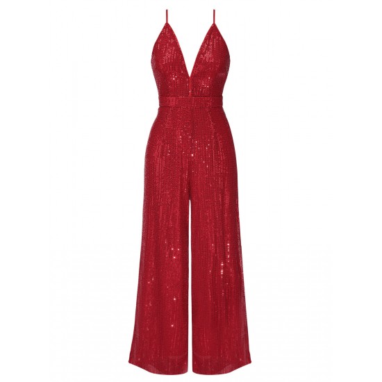 Solid Shiny Slip Vintage Jumpsuit