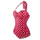  Halter Polka Dot One-Piece Swimsuit