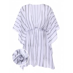  Striped Beach Sun Chiffon Blouse Cover-Up