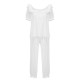 White Modal Puff Sleeve Bib Pajama Set