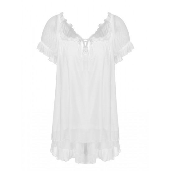 White  Sweetheart Collar Short Pajamas